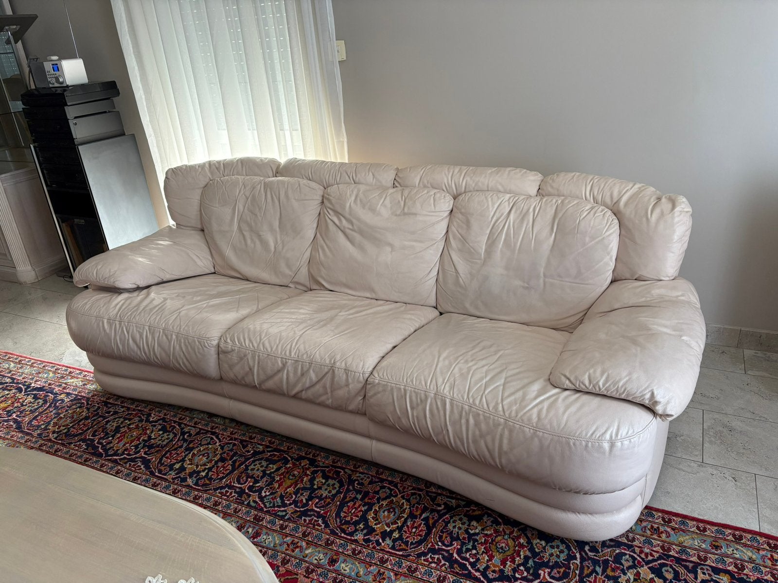Lederen salon Natuzzi, Huis en Inrichting, Ophalen, Gebruikt, Vierpersoons of meer