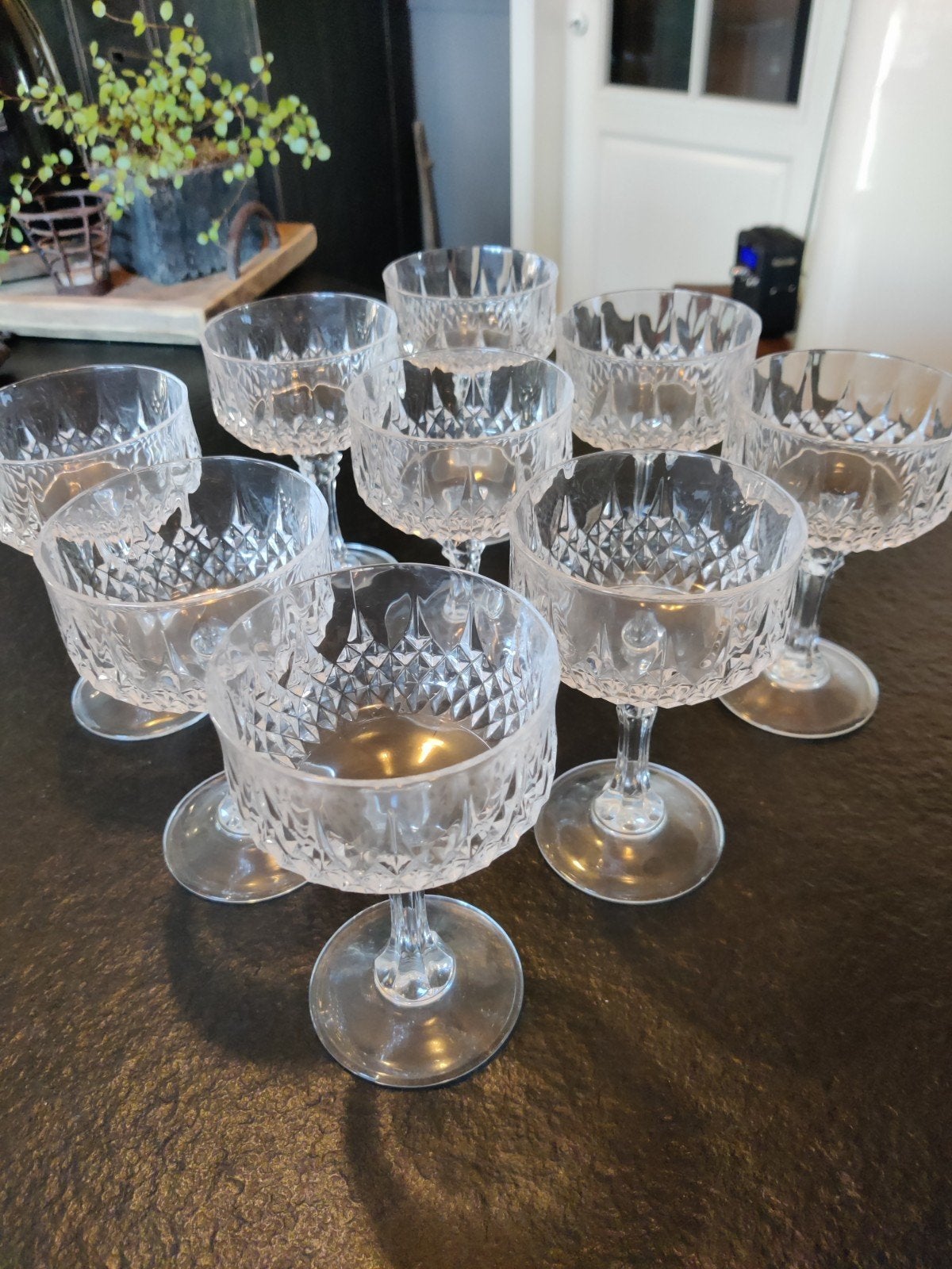 Vintage champagne coupes Cristal d'Arques, Antiquités & Art, Enlèvement