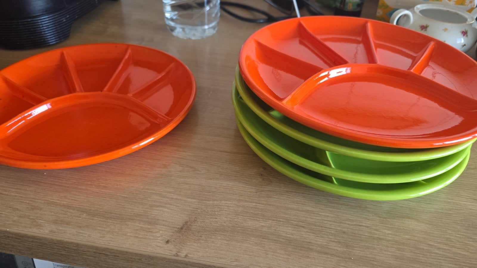 Lot 5 assiettes a fondue / raclette / apero vintage annees 7, Huis en Inrichting, Ophalen of Verzenden, Vintage