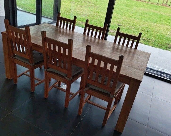 teak tafel met 6 stoelen, Ophalen
