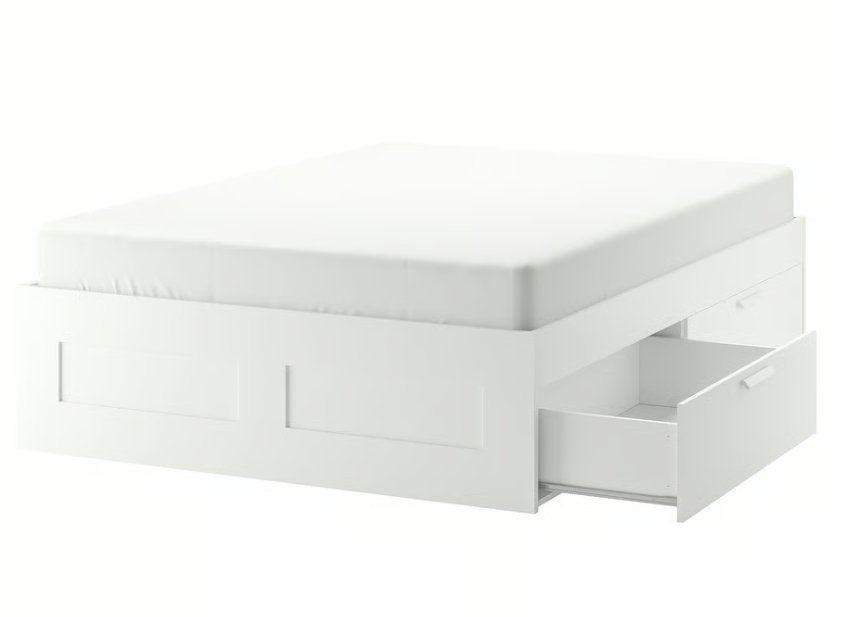 Bedframe met opberglades wit 180x200 cm (reeds gedemonteerd), Ophalen, Gebruikt, Wit, Tweepersoons