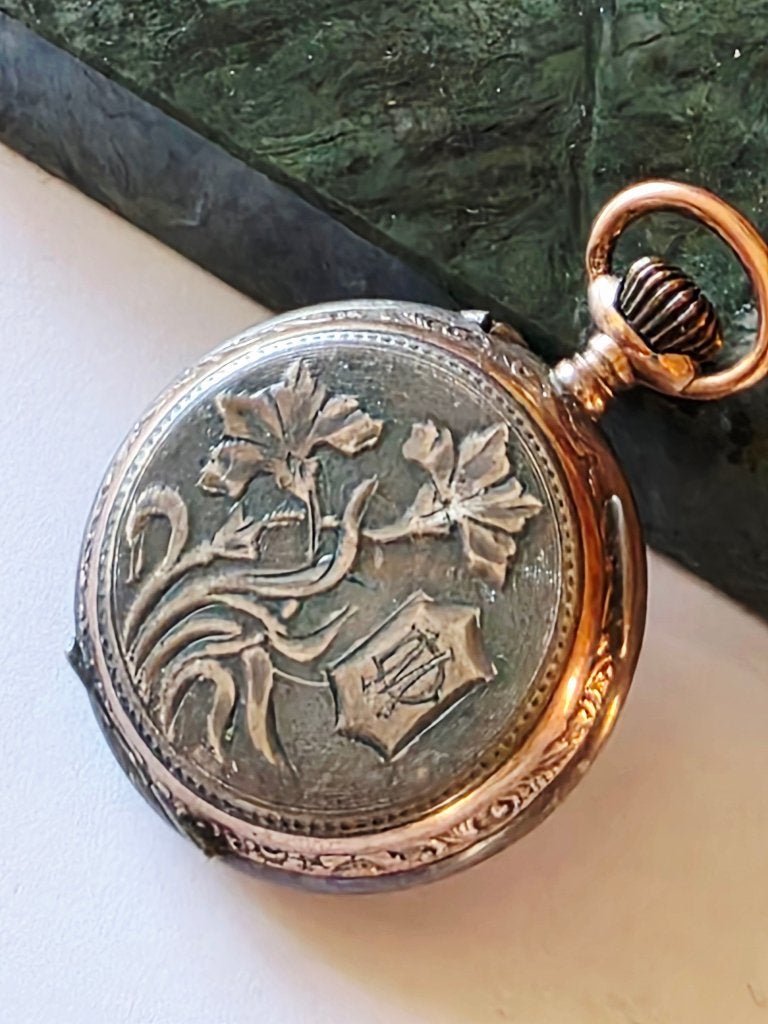 Art nouveau zilveren zakhorloge, Bijoux, Sacs & Beauté, Bijoux anciens, Enlèvement ou Envoi, Argent, Autres types