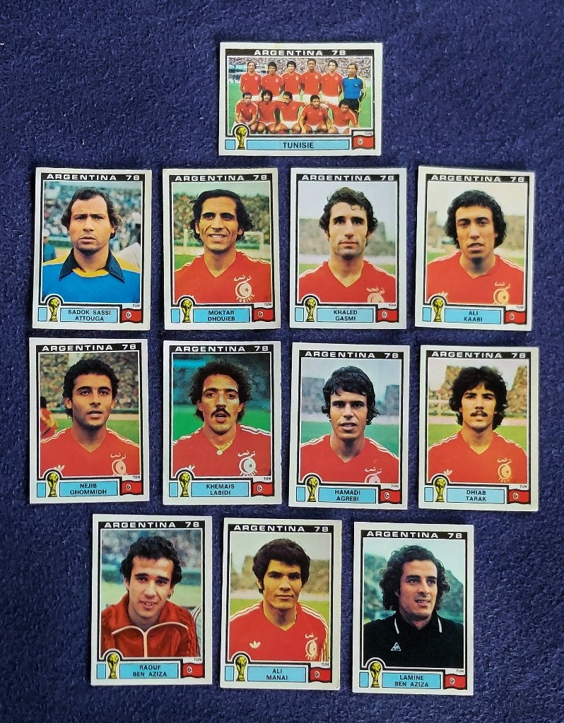 12 versch. Panini stickers voetbal ' WK Arg 1978 - Tunesië ', Enlèvement ou Envoi, Neuf, Affiche, Image ou Autocollant
