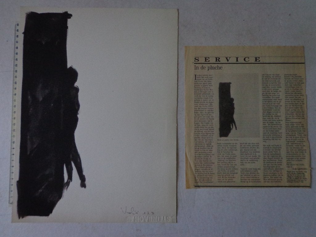 vroege abstracte aquarel van Guido Vrolix uit 1991, Enlèvement ou Envoi