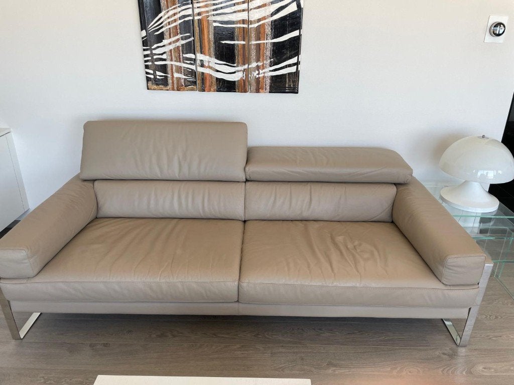 zetel, Huis en Inrichting, Ophalen, Driepersoons, Leer, Zo goed als nieuw