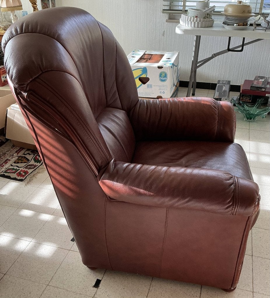 Fauteuil en cuir, Ophalen, Gebruikt, Minder dan 75 cm, Hout