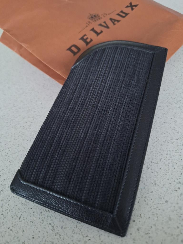 brillenhouder fijn gevlochten zwart leder delvaux, Zwart, Zo goed als nieuw, Leder, Ophalen