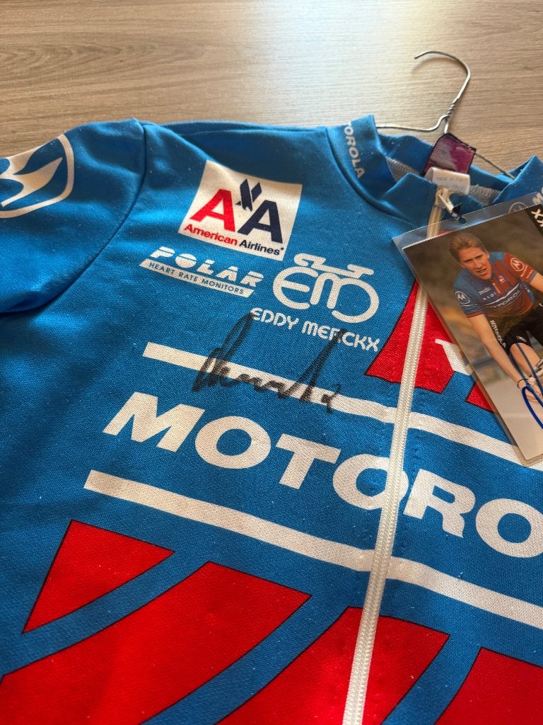 Motorola team wielertrui Axel Merckx gesigneerd., Vêtements d'extérieur, Enlèvement ou Envoi, Utilisé, Hommes