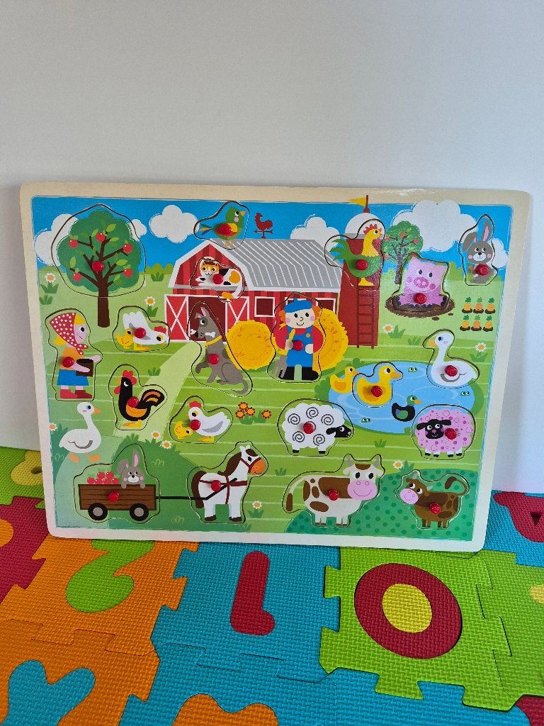Puzzle en bois à pièces amovibles – Playtive – NEUF !!!, Neuf, Enlèvement ou Envoi, 6 mois à 2 ans, 10 à 50 pièces