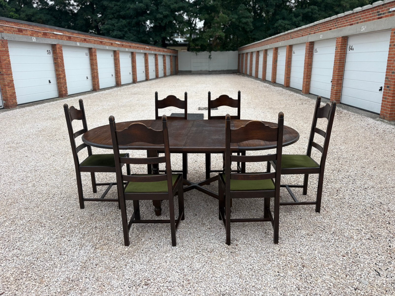 Table de bois + 6 chaises, Enlèvement ou Envoi