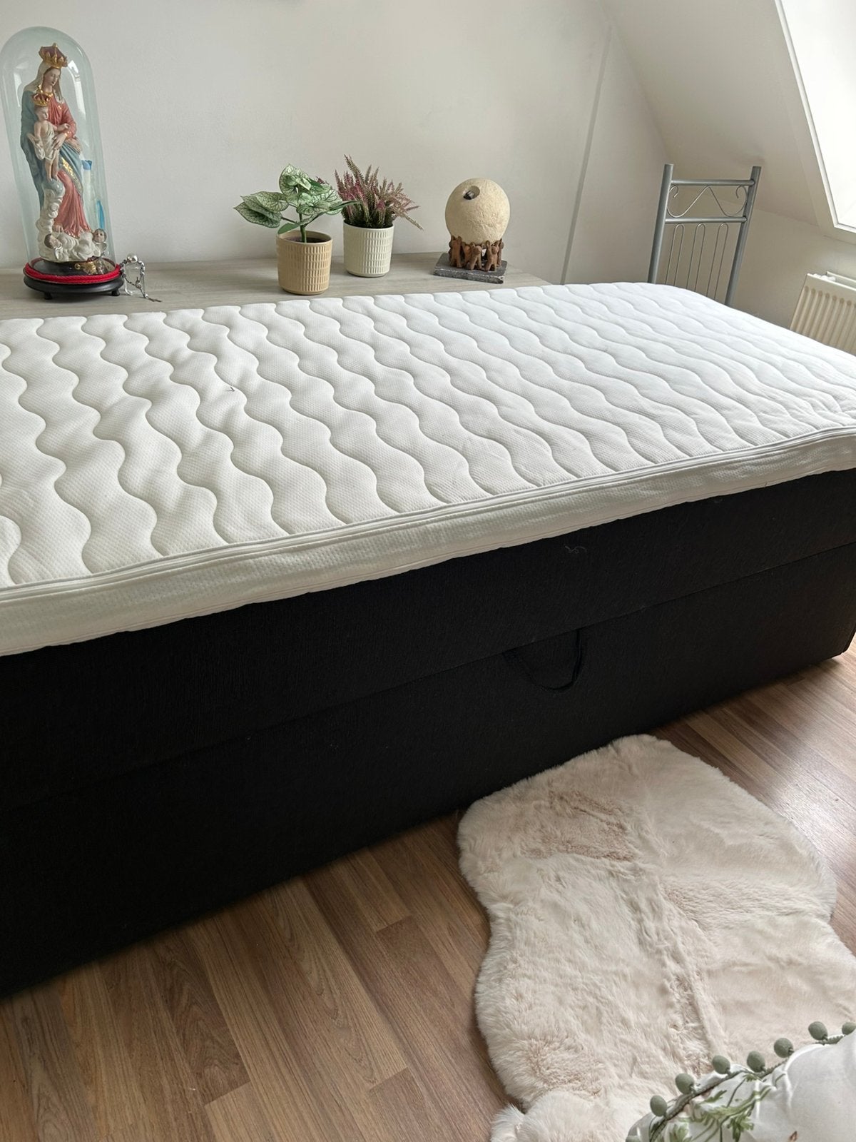 1pers boxspring, 90 cm, Enlèvement, 200 cm, Noir