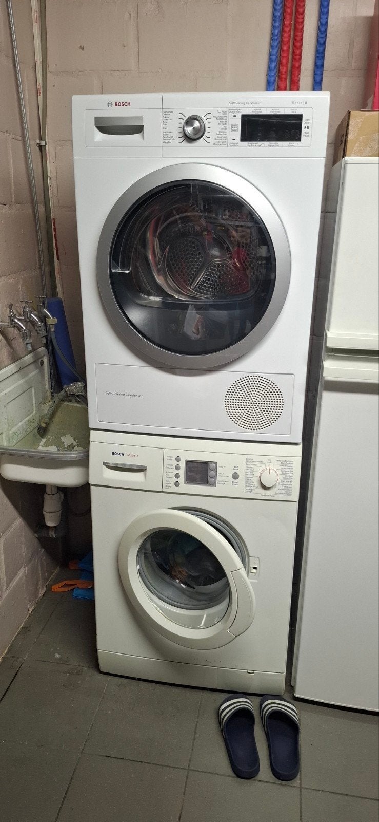 Sèche-linge Bosch série 8 et lave-linge Bosch Maxx 6, 6 à 8 kg, Enlèvement, Utilisé, Moins de 85 cm
