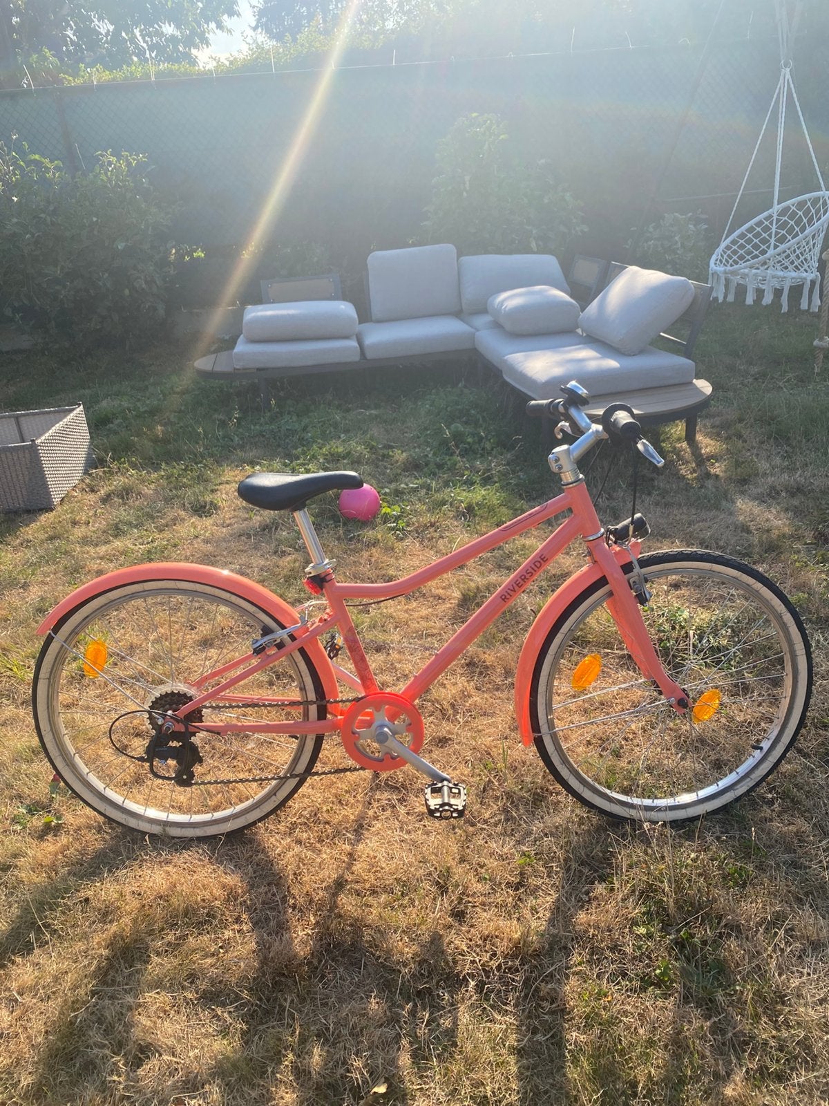 Koraal-roze fiets voor kinderen, Ophalen, Gebruikt