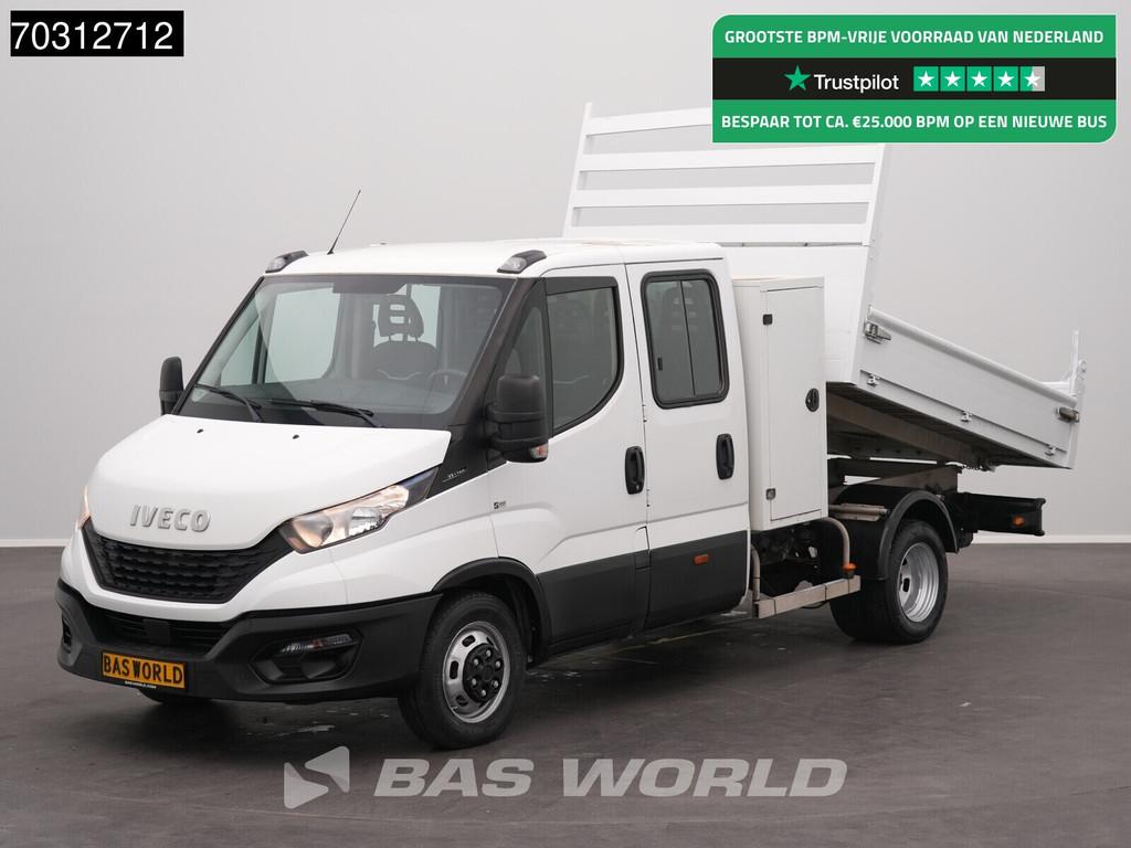Iveco Daily 35C14 Kipper met Kist Dubbel Cabine 3,5t Trekhaa, Stof, Gebruikt, Euro 6, Iveco