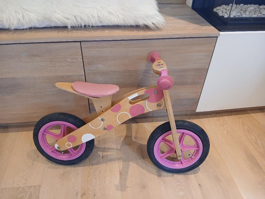 Loopfietsje hout kleur roos, Ophalen, Gebruikt