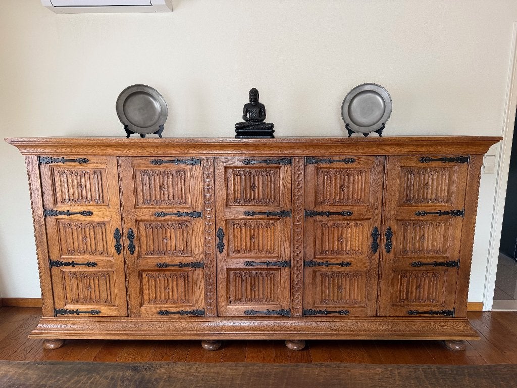Antieke dressoir in volledige eik (handwerk), Antiek en Kunst, Ophalen