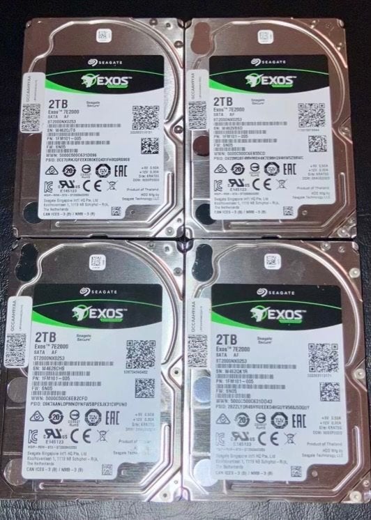 Seagate Exos Enterprise 2.5" 2TB Hard Disks SATA (4x), Computers en Software, Harde schijven, Gebruikt, Intern, HDD, SATA, Ophalen