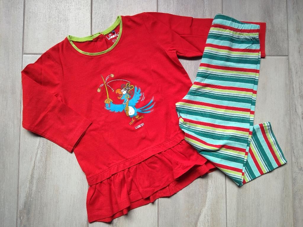 ✿ M86 - Woody pyjama thema papegaai, Kinderen en Baby's, Babykleding | Maat 86, Nacht- of Onderkleding, Meisje, Ophalen of Verzenden