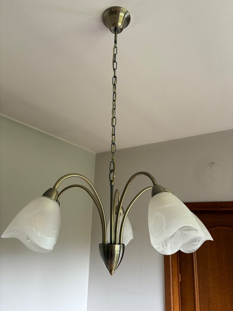 Vintage art deco luster met 5 lichtpunten, Ophalen