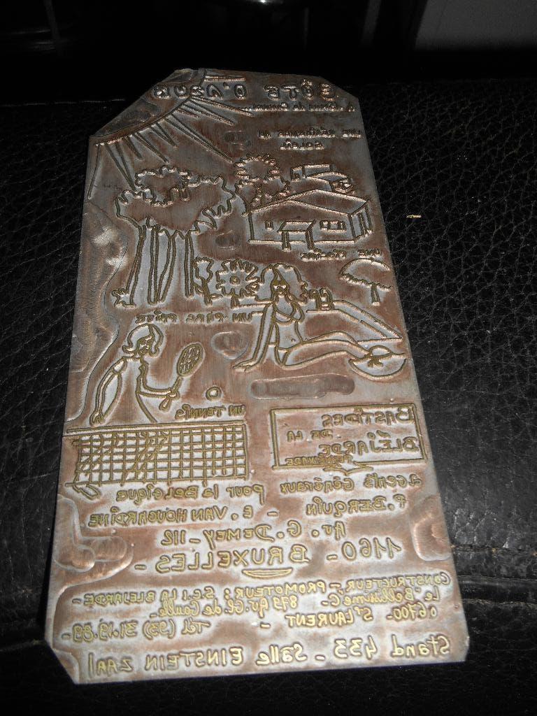 Plaque d'impression métallique 19*9cm ( Cote d' Azur), Antiquités & Art, Enlèvement ou Envoi