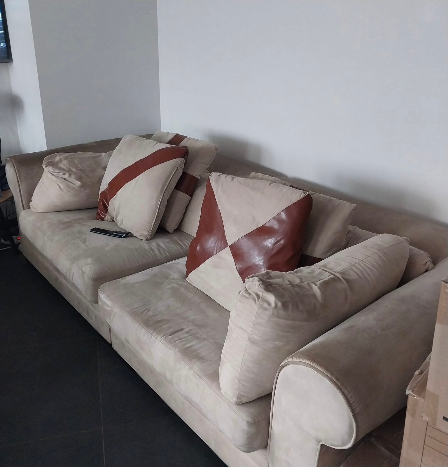 Gratis zetels wegens verhuis, Ophalen, Gebruikt, 100 tot 125 cm, Rechte bank