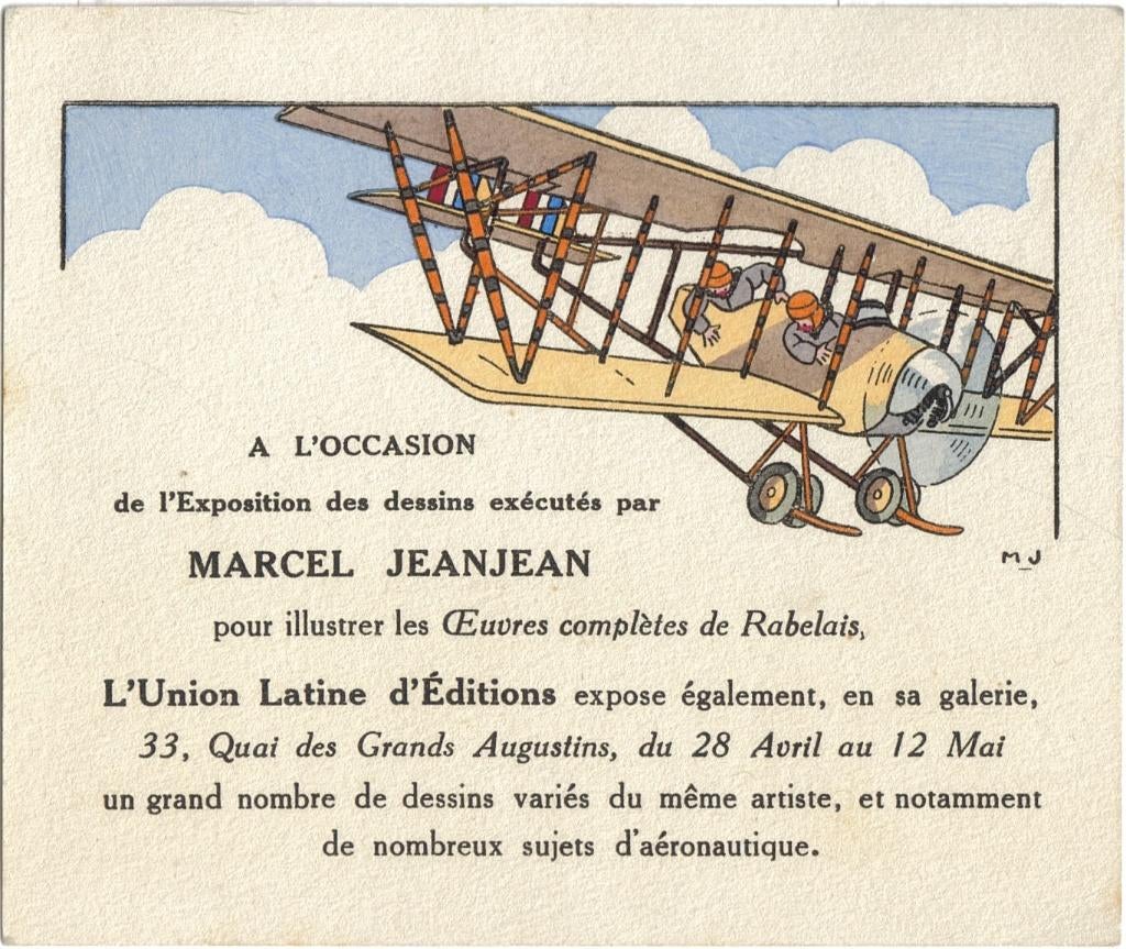 Marcel Jeanjean uitnodigingskaart "Exposition des Dessins", Antiek en Kunst, Kunst | Etsen en Gravures, Ophalen, Militair, Houtsnede