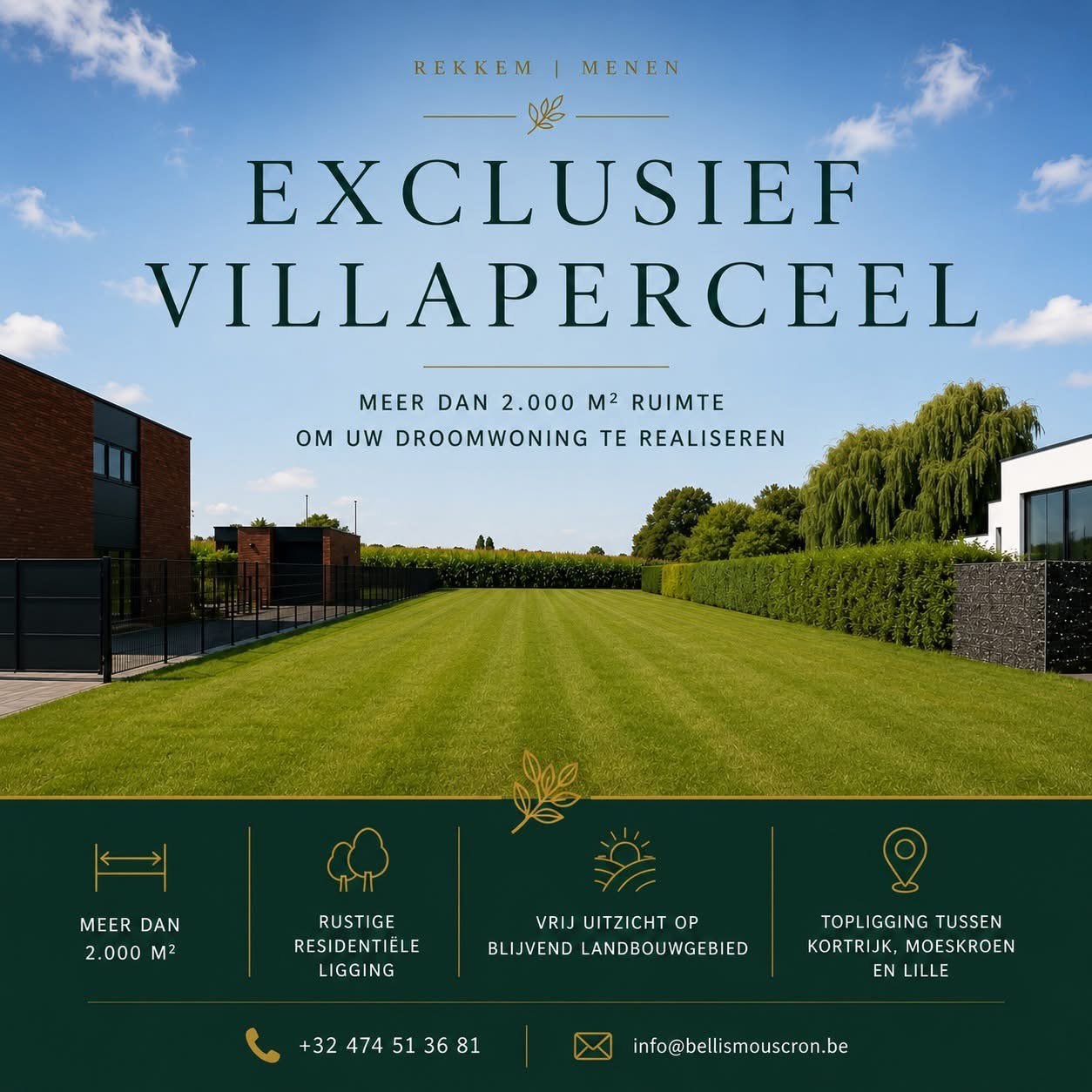 Exclusief villaperceel particulier te koop in Rekkem (Menen), Diversen, Overige Diversen, Nieuw, Ophalen of Verzenden