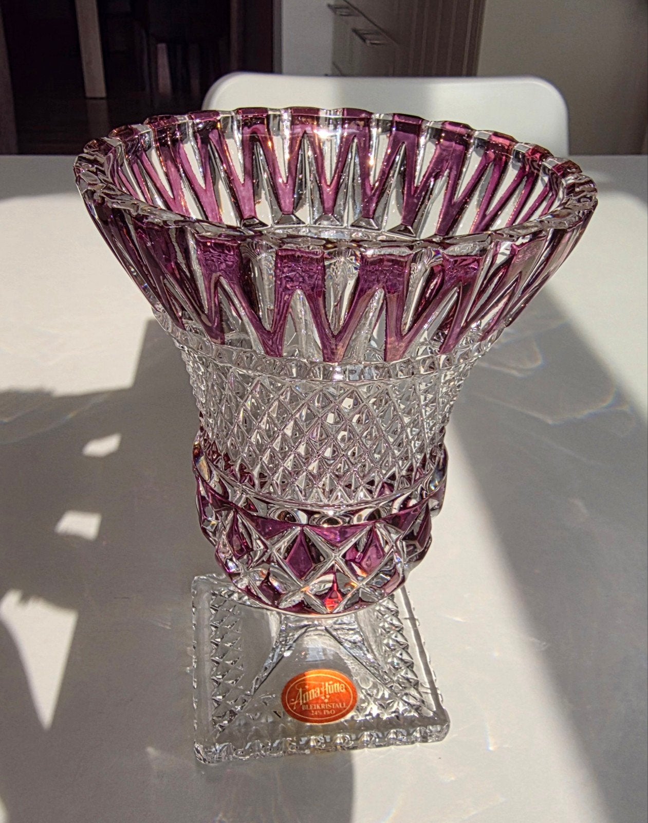 Vase vintage en cristal de Hanna Hütte, Antiquités & Art, Enlèvement ou Envoi