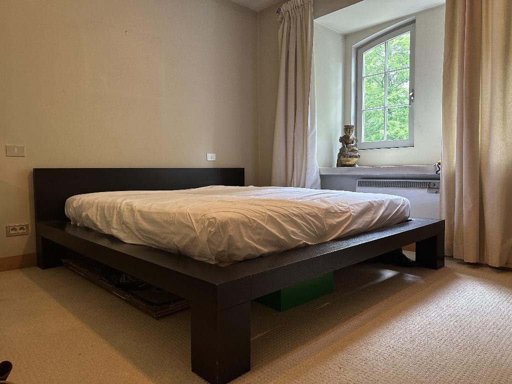 LIT / BED - 180cm - Bois Massif XVL, Huis en Inrichting, Slaapkamer | Bedden, Ophalen, Zwart, Tweepersoons, 180 cm