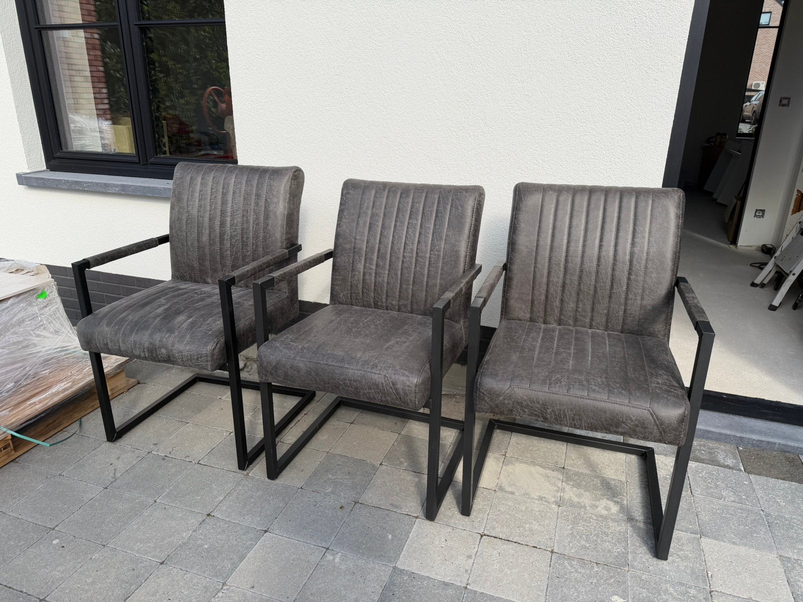 12 ledere industriële stoelen woonkamer fauteuils, Huis en Inrichting, Ophalen, Gebruikt, Overige kleuren, Leer