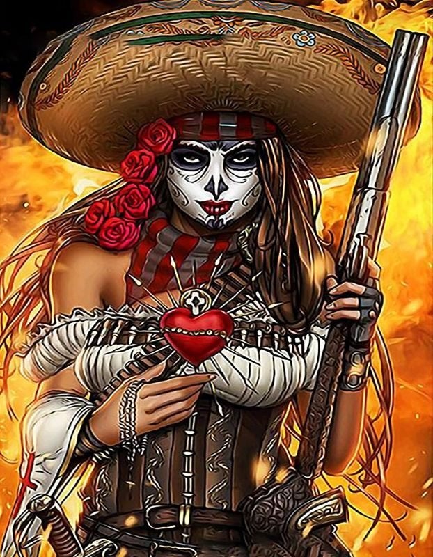 Peinture au diamant, 50x40cm, cowgirl, n 2030, Neuf, Fantasie, Multicolore, Autocollant