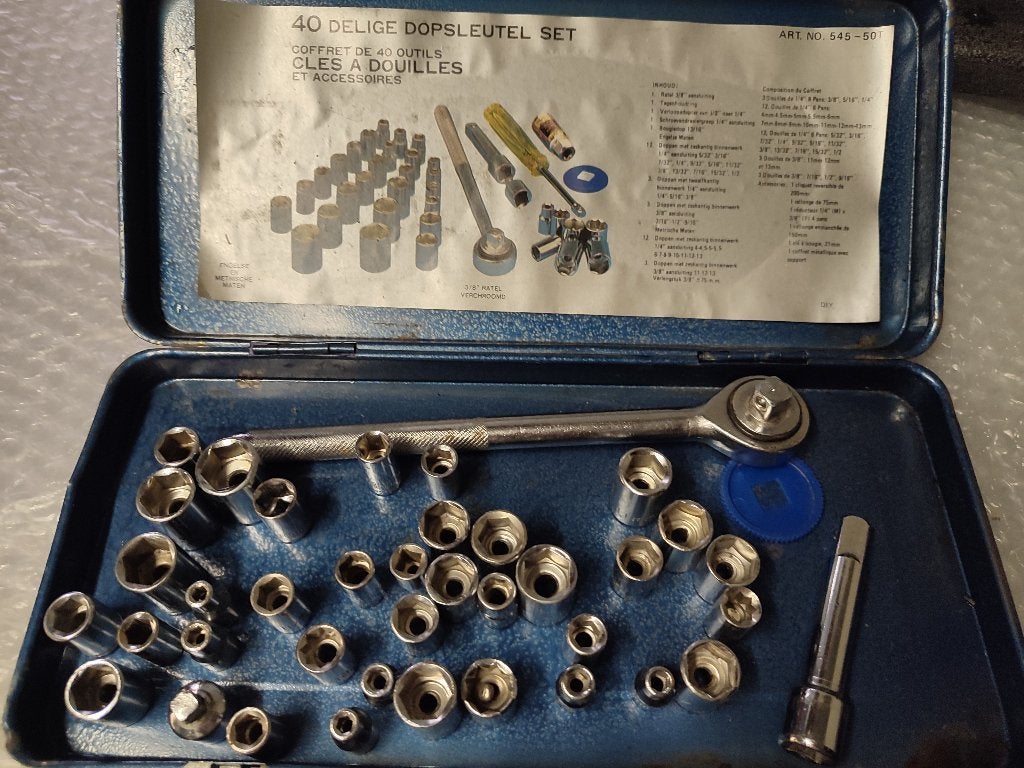 Coffret de douilles vintage 40 pièces – Chrome Vanadium, Enlèvement