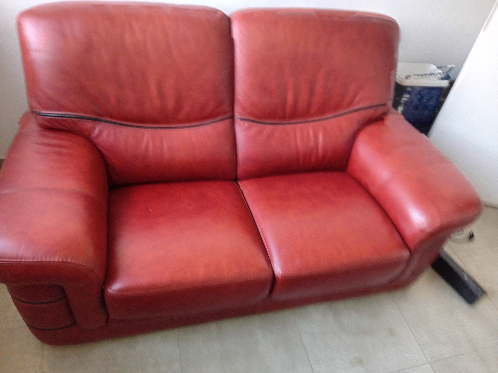 leder zetel afmetingen br 160cm diepte80 cm ,, Huis en Inrichting, Ophalen, 150 tot 200 cm, Tweepersoons, Zo goed als nieuw
