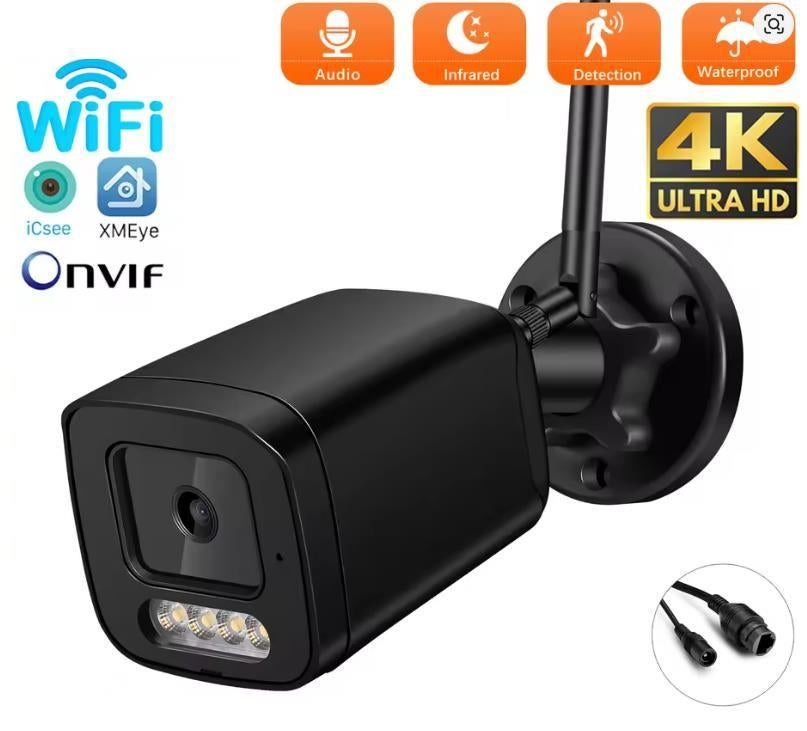 Nouveau système de surveillance avec 4 caméras noires de 8Mp, TV, Hi-fi & Vidéo, Caméras de surveillance, Neuf, Caméra extérieure