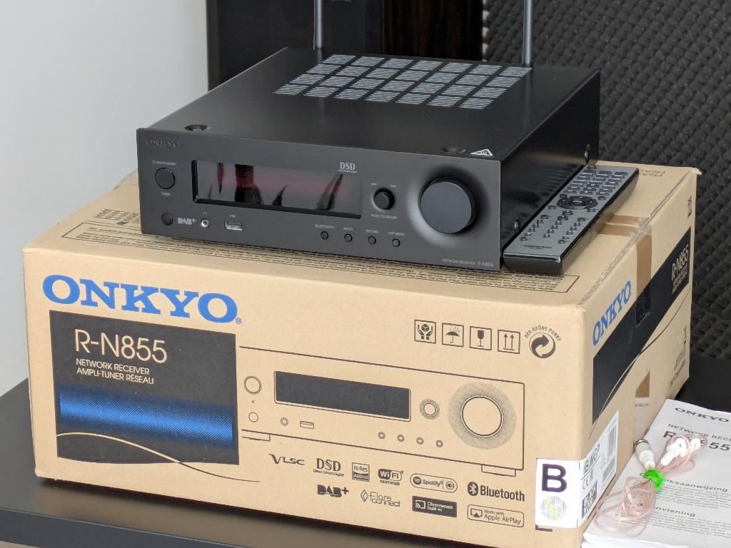 Onkyo R-N855, stereo netwerkreceiver | DAB+, AirPlay, phono, Enlèvement ou Envoi, 60 à 120 watts, Comme neuf, Stéréo