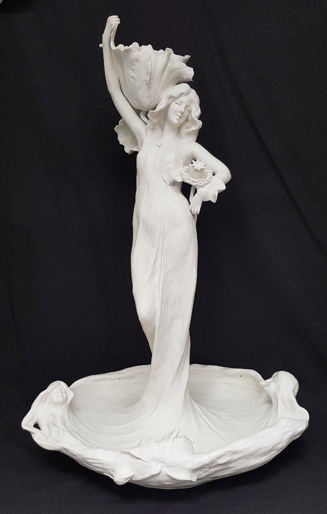 Art Nouveau Beeld in porselein - Amphora - Poppy-75cm hoog!, Antiek en Kunst, Ophalen of Verzenden