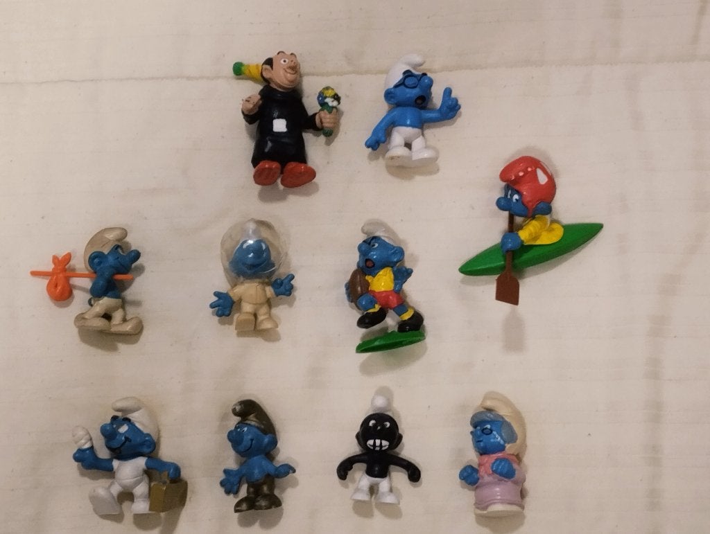 smurfen, apart of in 1 lot : deel 9, Collections, Enlèvement ou Envoi, Utilisé, Différents Schtroumpfs, Poupée, Figurine ou Peluche