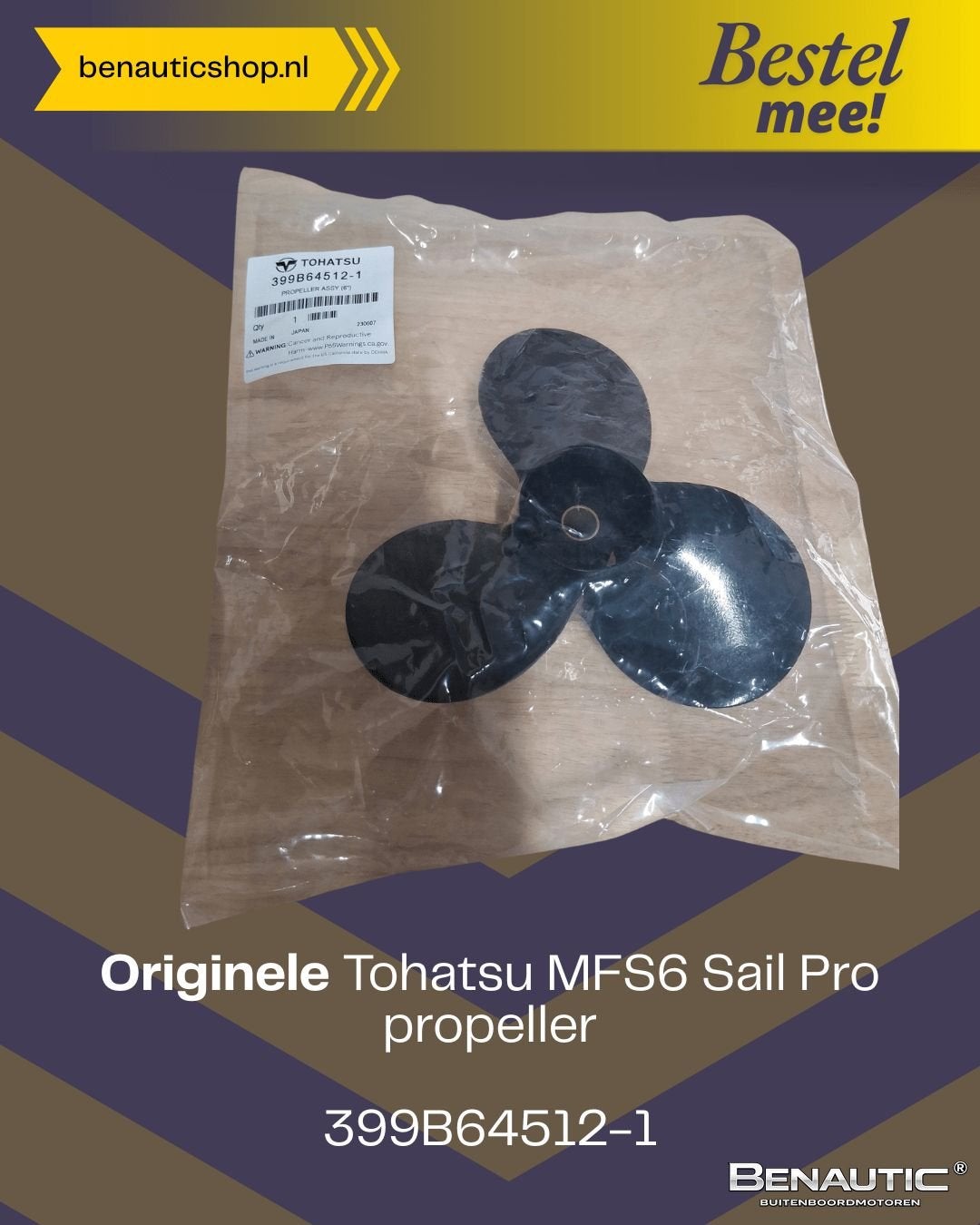 Accessoire Tohatsu propeller 399B64512-1 (Sail Pro) MFS6 v/a, -, -, Nieuw, Ophalen of Verzenden