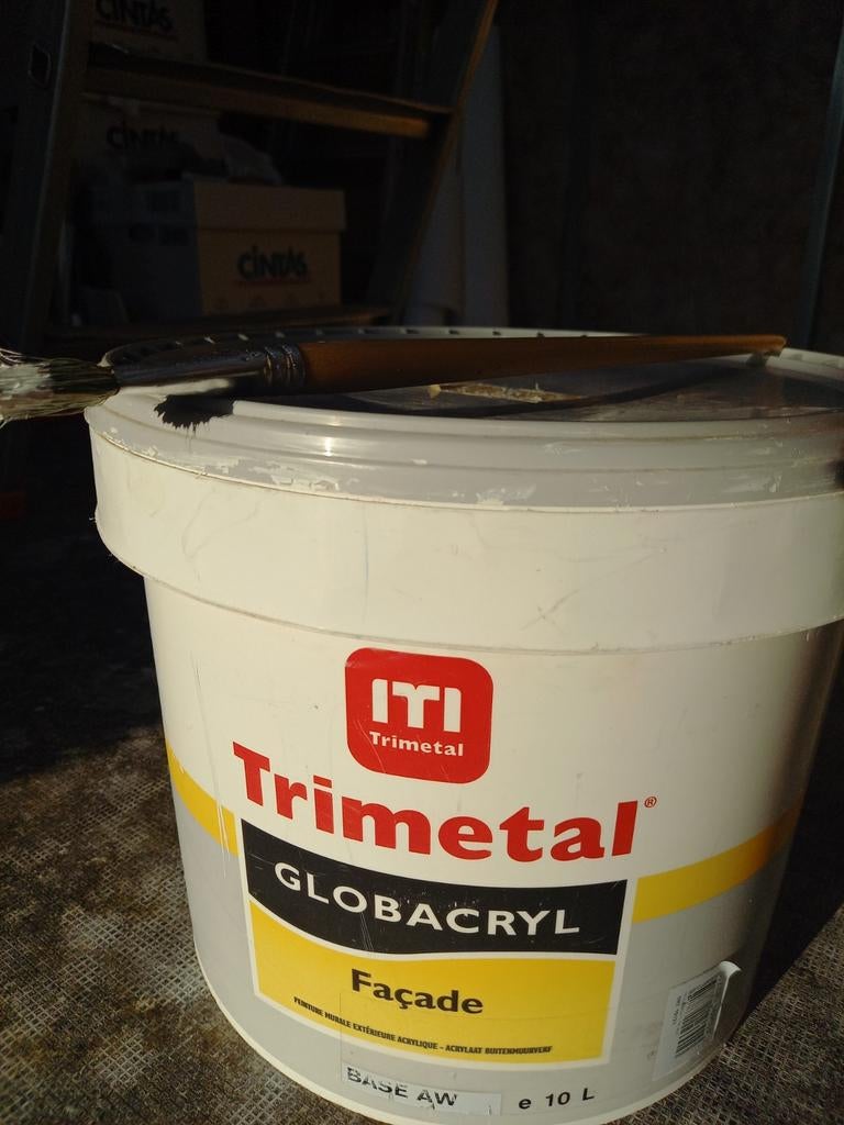 Seau 10 litres de Globacryl trimetal façade gris clair, Bricolage & Construction, Peinture, Vernis & Laque, Enlèvement, Gris