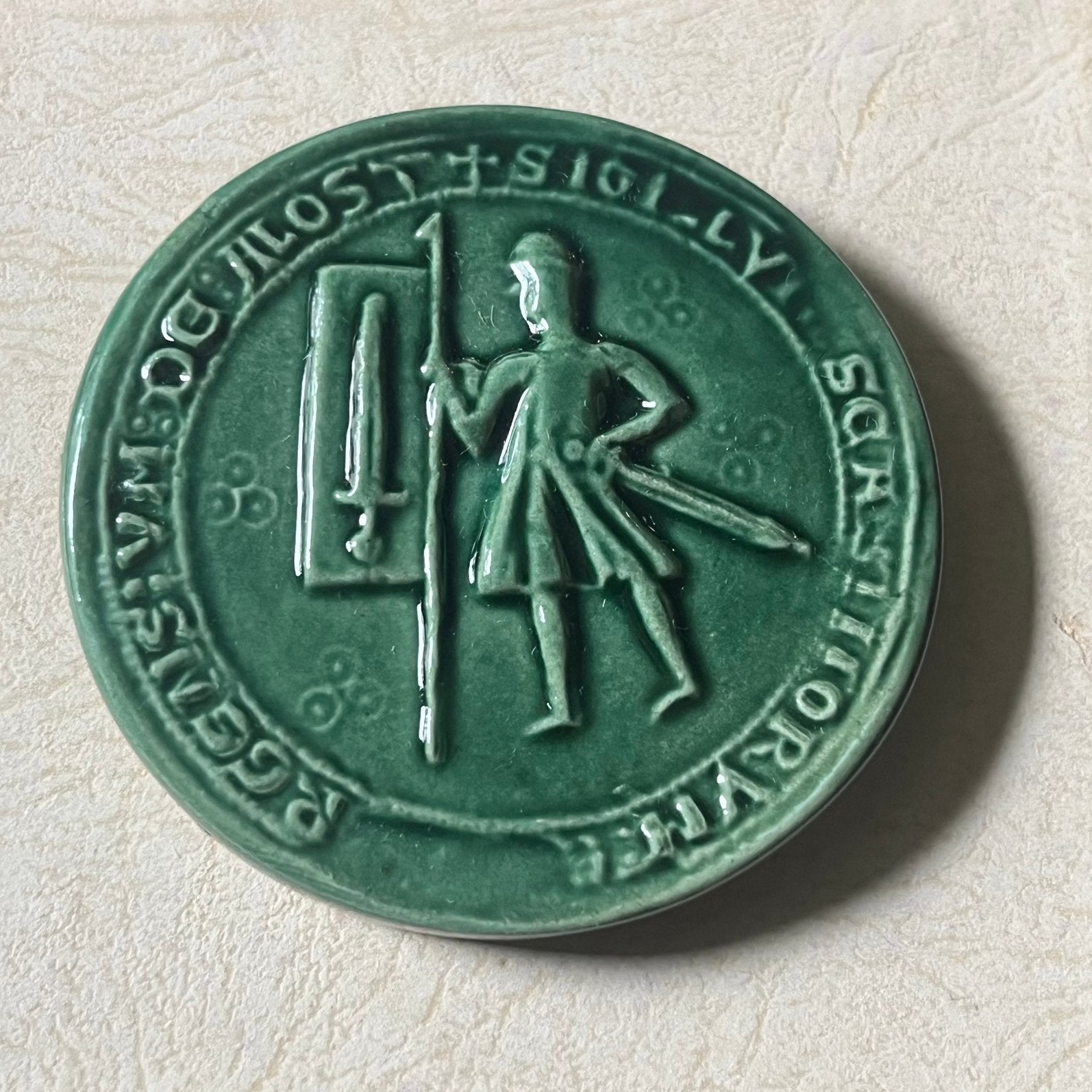 Oudste stadszegel Aalst 1237 - medaille gips beperkte oplage, Timbres & Monnaies, Pièces & Médailles, Enlèvement ou Envoi