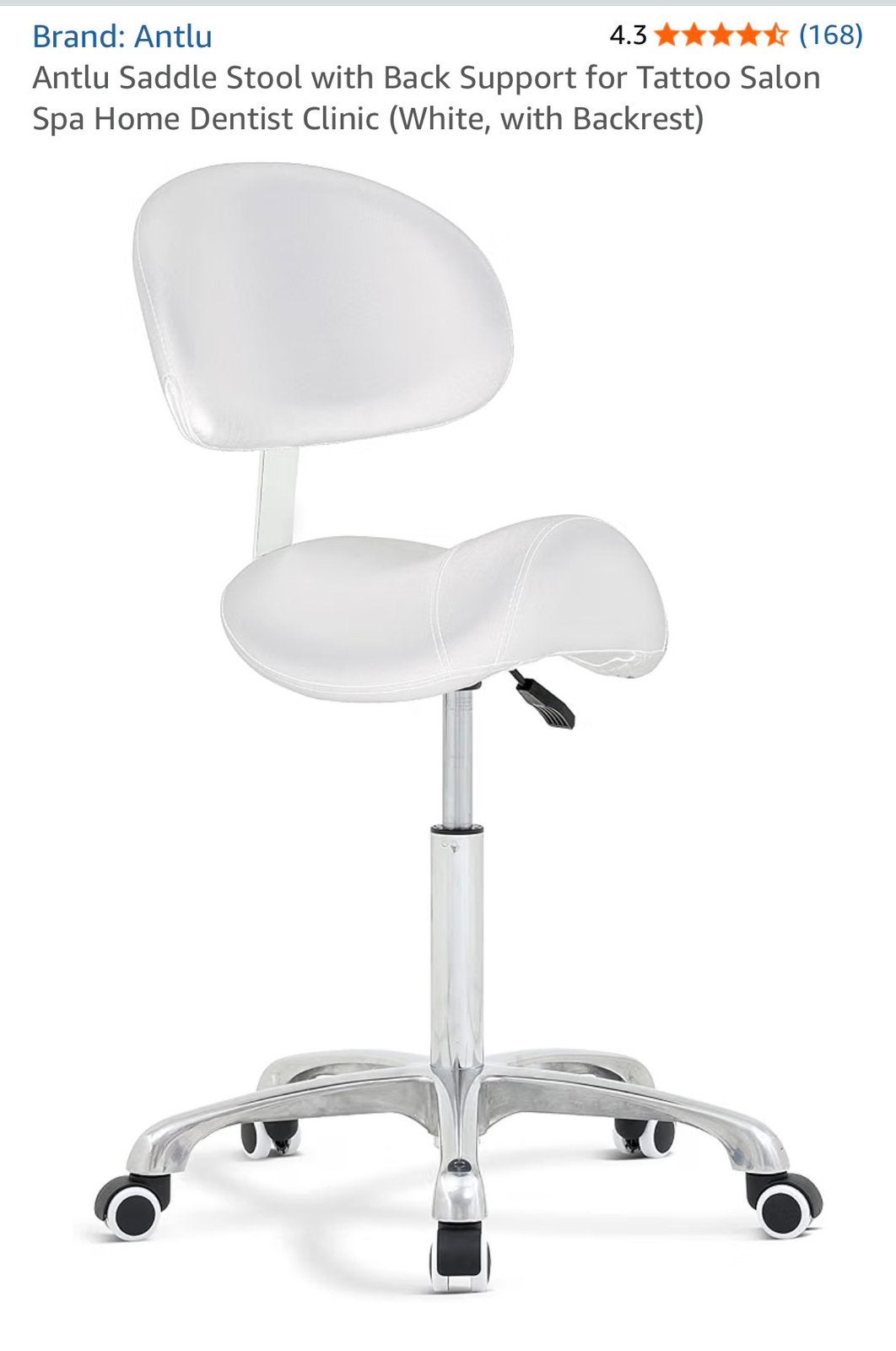 Antlu Saddle Stool with Back Support for Tattoo Salon, Ophalen