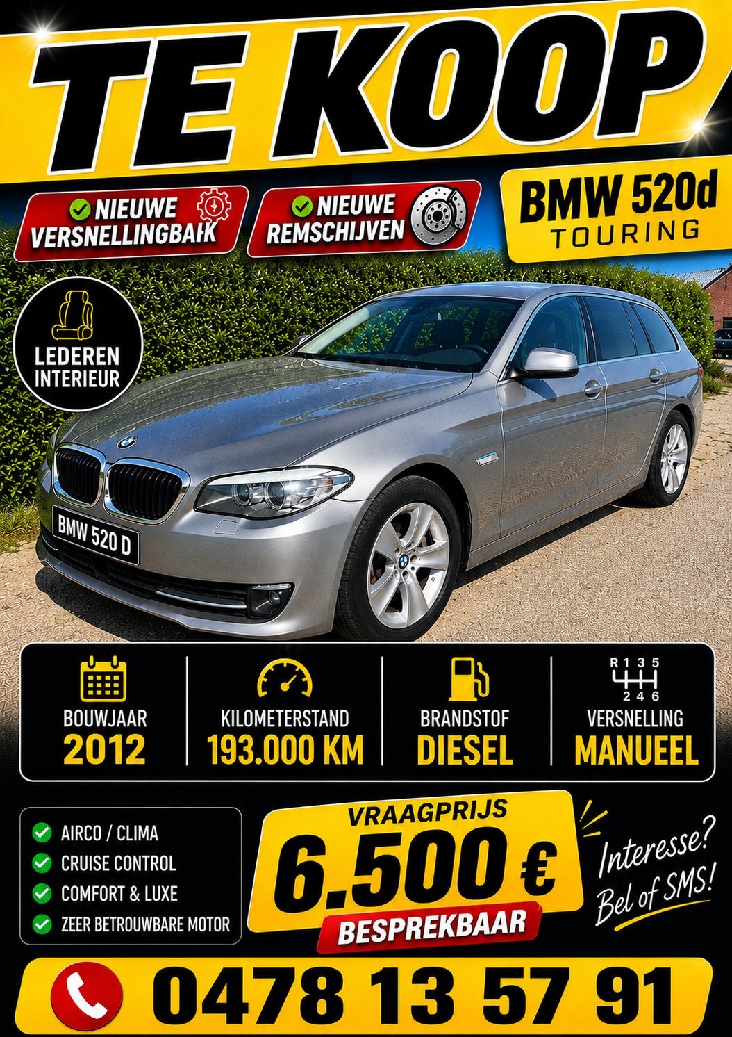 BMW 520D Touring 2012 - 193.000, Boeken, Ophalen, Zo goed als nieuw, BMW