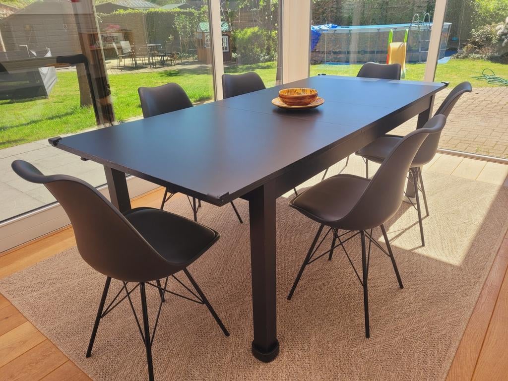Eettafel ikea (uitschuifbaar) + 6 stoelen, Maison & Meubles, Tables | Tables à manger, Enlèvement
