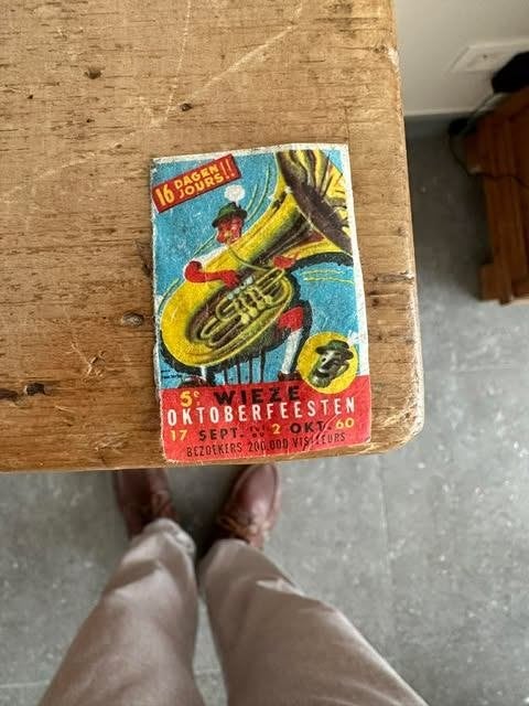 luciferdoos etiket label 5e Wieze oktoberfeesten 1960, Verzamelen, Gebruikt, Ophalen of Verzenden, Info@licwi.ok, Wieze