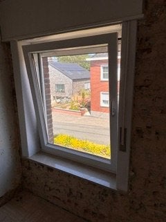 PVC raam dubbel glas + rolluik, Ophalen, Gevelraam of Ruit, 80 tot 120 cm, 120 tot 160 cm