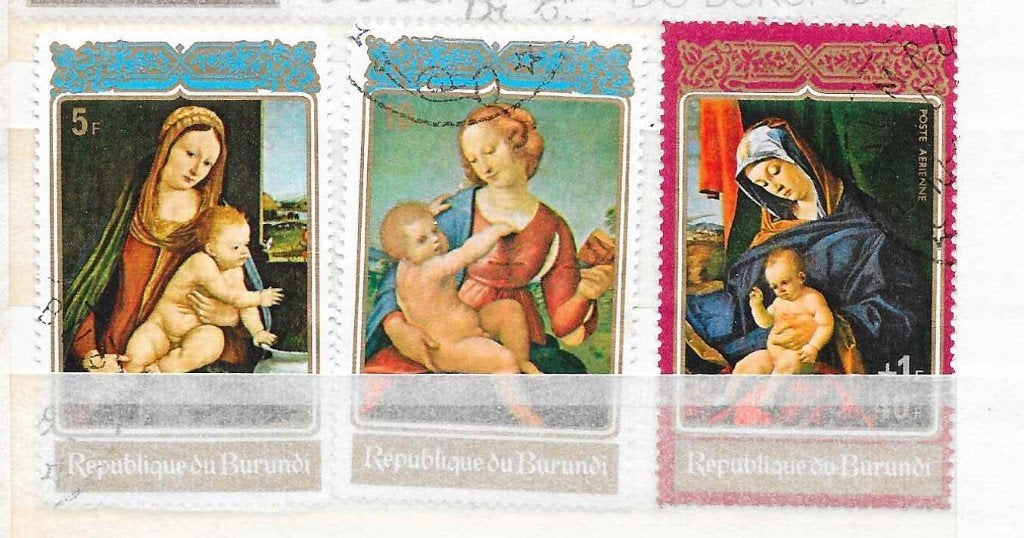 Timbres Noel  Burundi 3, Envoi, Affranchi