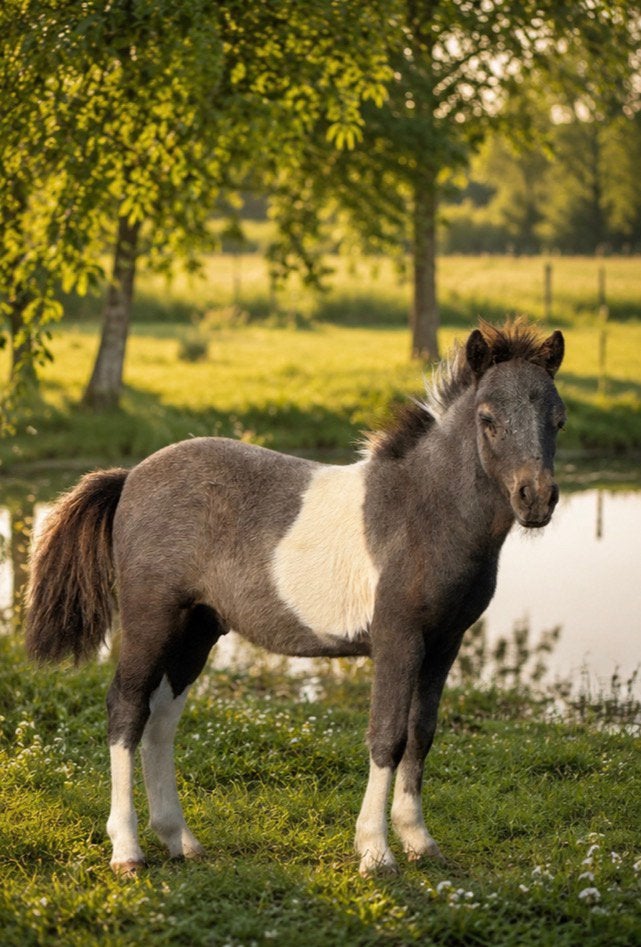 Bont chetlanderhengstje, Dieren en Toebehoren, Pony's, Gechipt, 0 tot 2 jaar, Hengst, A pony (tot 1.17m)