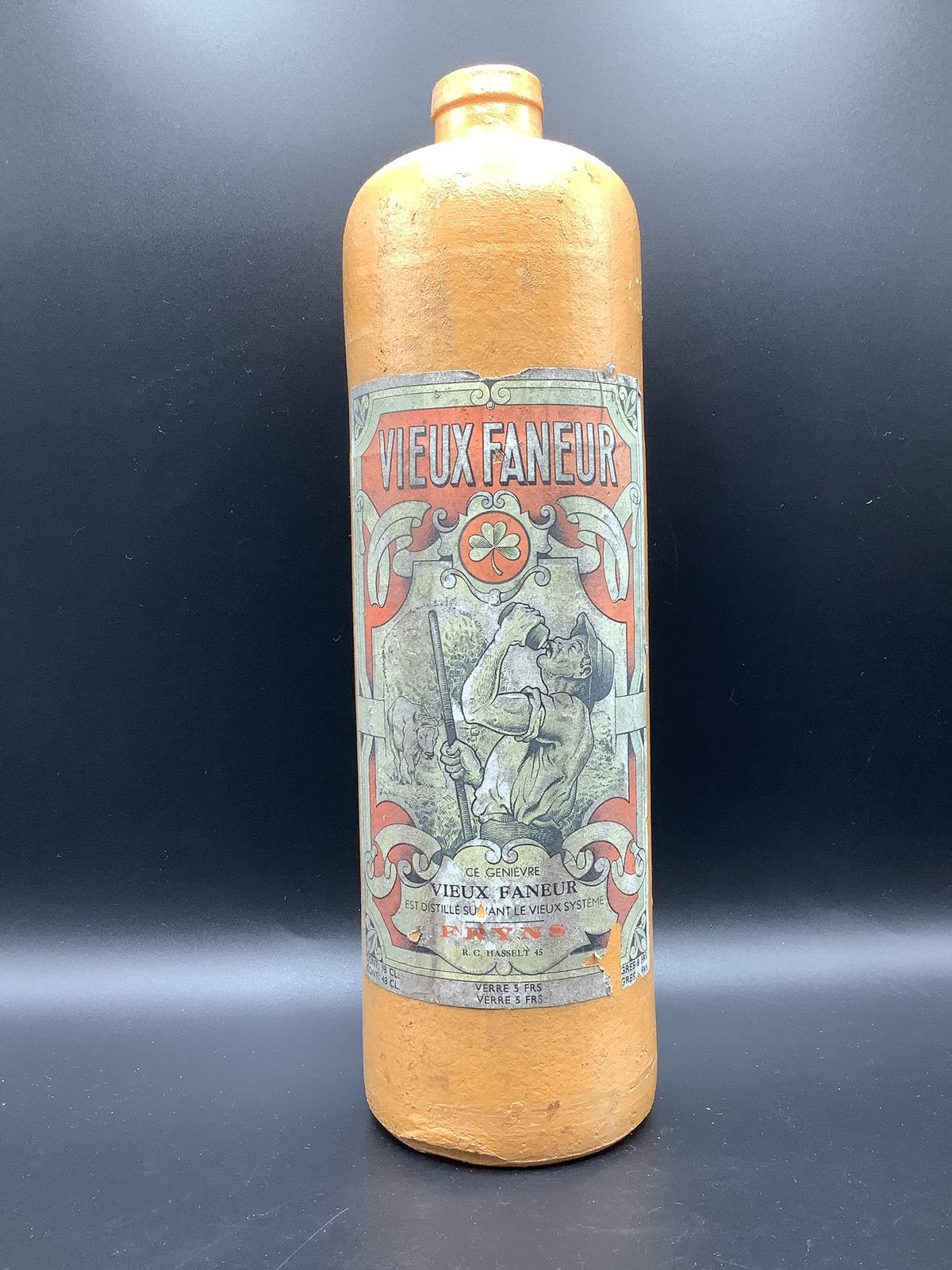 Ancienne bouteille genièvre Fryns (Hasselt), Enlèvement ou Envoi, Utilisé, Emballage