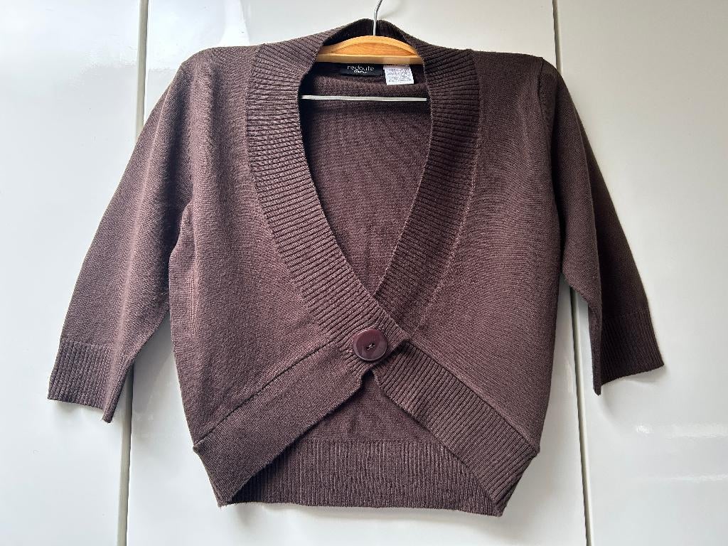 Gilet court marron Redoute Création - Taille 34/36 *, La Redoute Creation, Enlèvement ou Envoi, Comme neuf, Brun