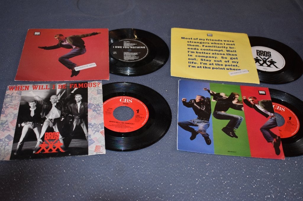 45t vinyls van de Britse Boysband "BROS", CD & DVD, Vinyles | Dance & House, Enlèvement ou Envoi, 7 inch, 1980 - 1989, Comme neuf